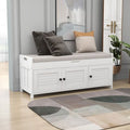 Banc à chaussures rembourré 3 portes de style rustique avec coussin amovible et espace de rangement caché