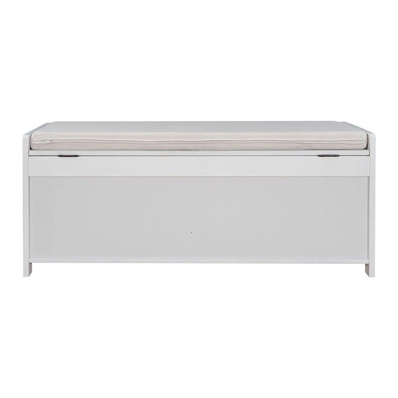 Banc à chaussures rembourré 3 portes de style rustique avec coussin amovible et espace de rangement caché