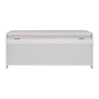 Banc à chaussures rembourré 3 portes de style rustique avec coussin amovible et espace de rangement caché