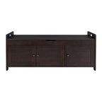 Banc à chaussures rembourré 3 portes de style rustique avec coussin amovible et espace de rangement caché