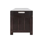 Banc à chaussures rembourré 3 portes de style rustique avec coussin amovible et espace de rangement caché