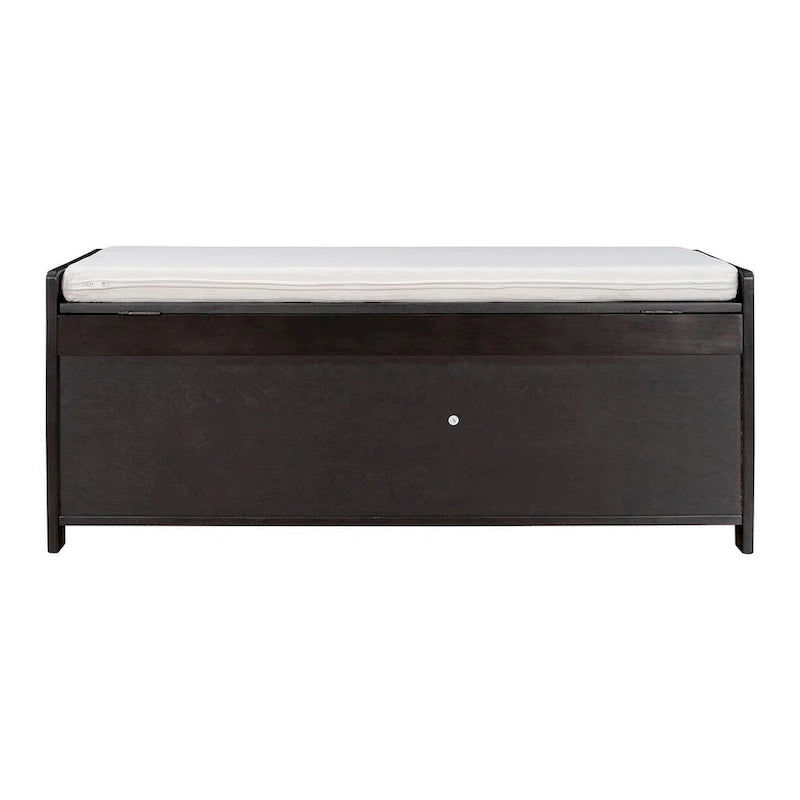 Banc à chaussures rembourré 3 portes de style rustique avec coussin amovible et espace de rangement caché