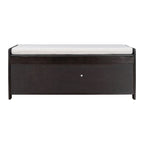 Banc à chaussures rembourré 3 portes de style rustique avec coussin amovible et espace de rangement caché