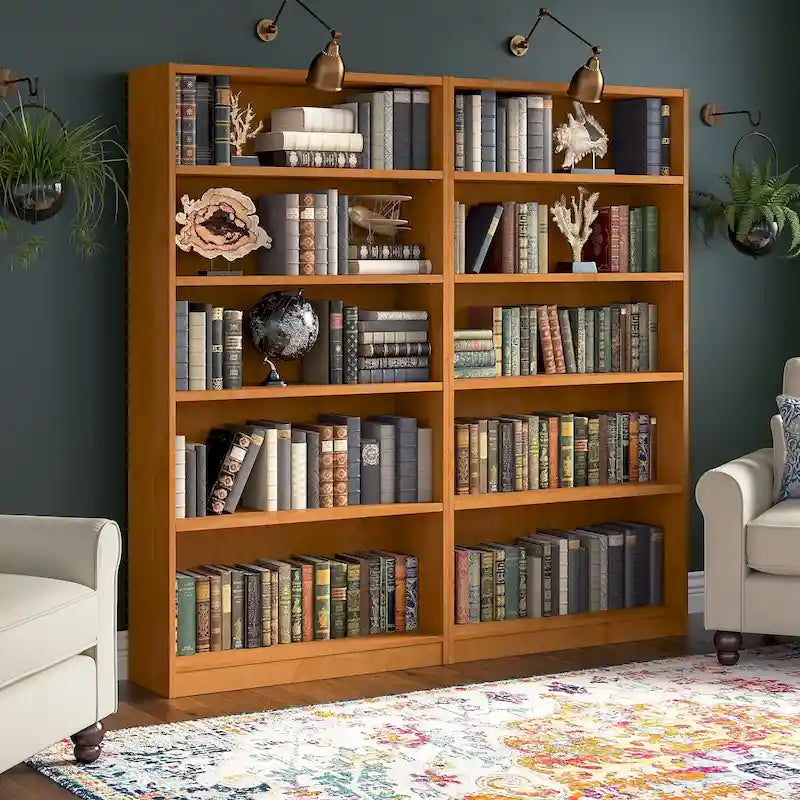 Bibliothèque de rangement universelle haute à 5 étagères – Lot de 2 par