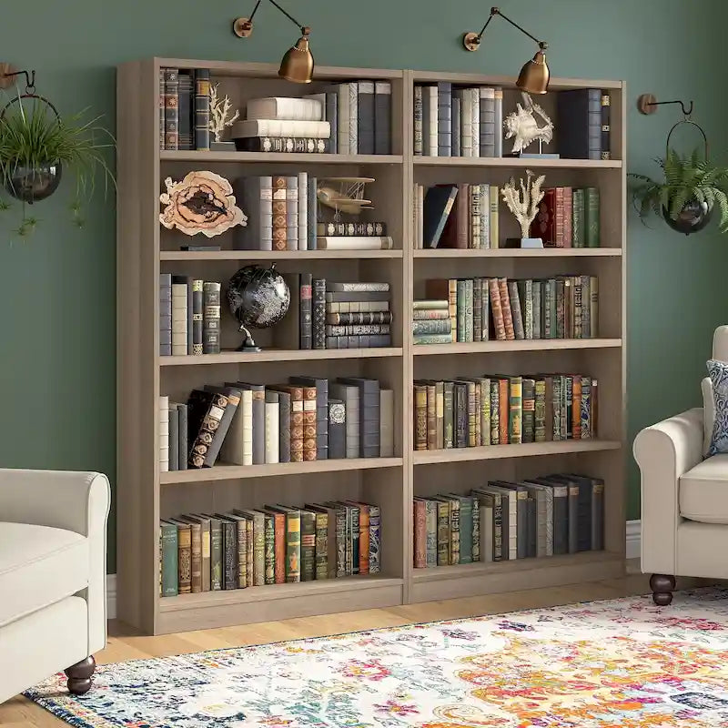 Bibliothèque de rangement universelle haute à 5 étagères – Lot de 2 par