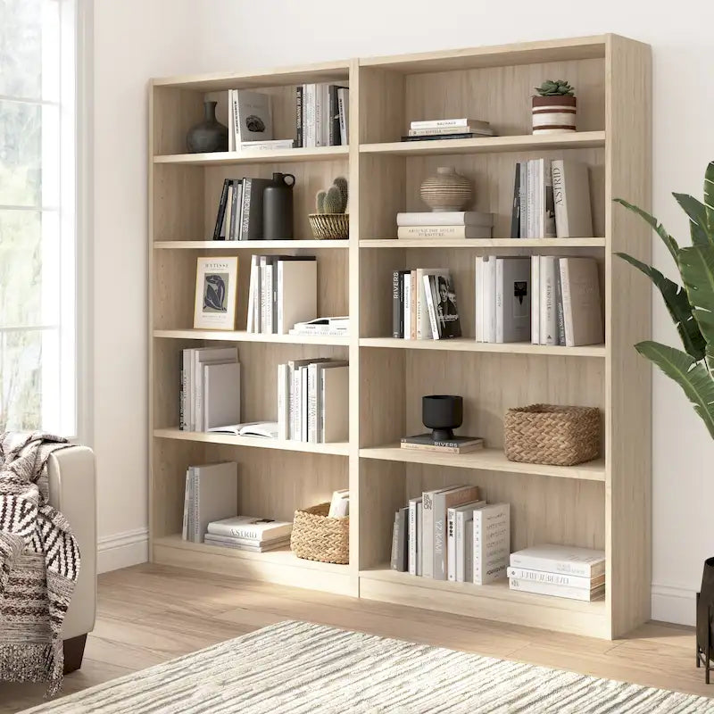 Bibliothèque de rangement universelle haute à 5 étagères – Lot de 2 par
