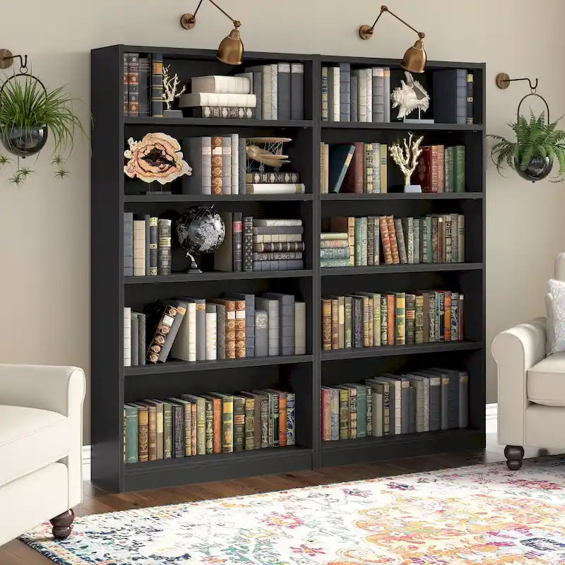 Bibliothèque de rangement universelle haute à 5 étagères – Lot de 2 par