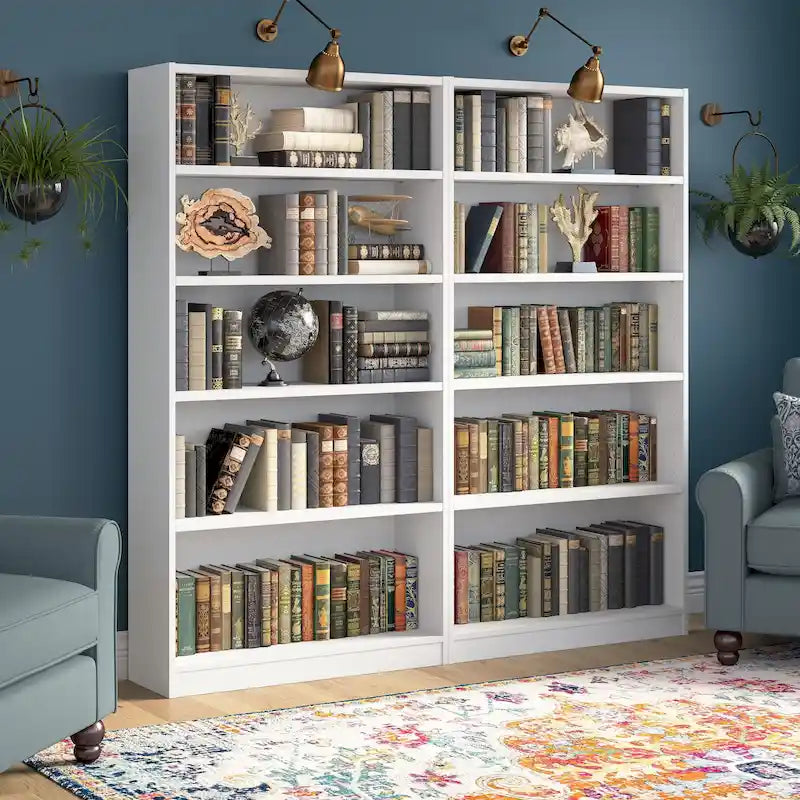 Bibliothèque de rangement universelle haute à 5 étagères – Lot de 2 par