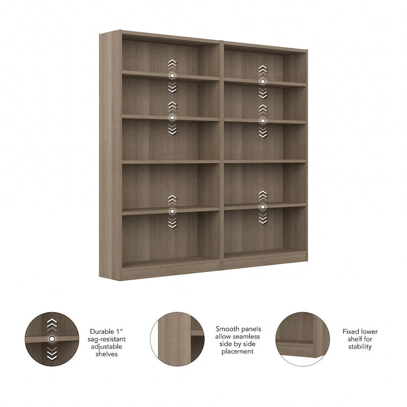 Bibliothèque de rangement universelle haute à 5 étagères – Lot de 2 par