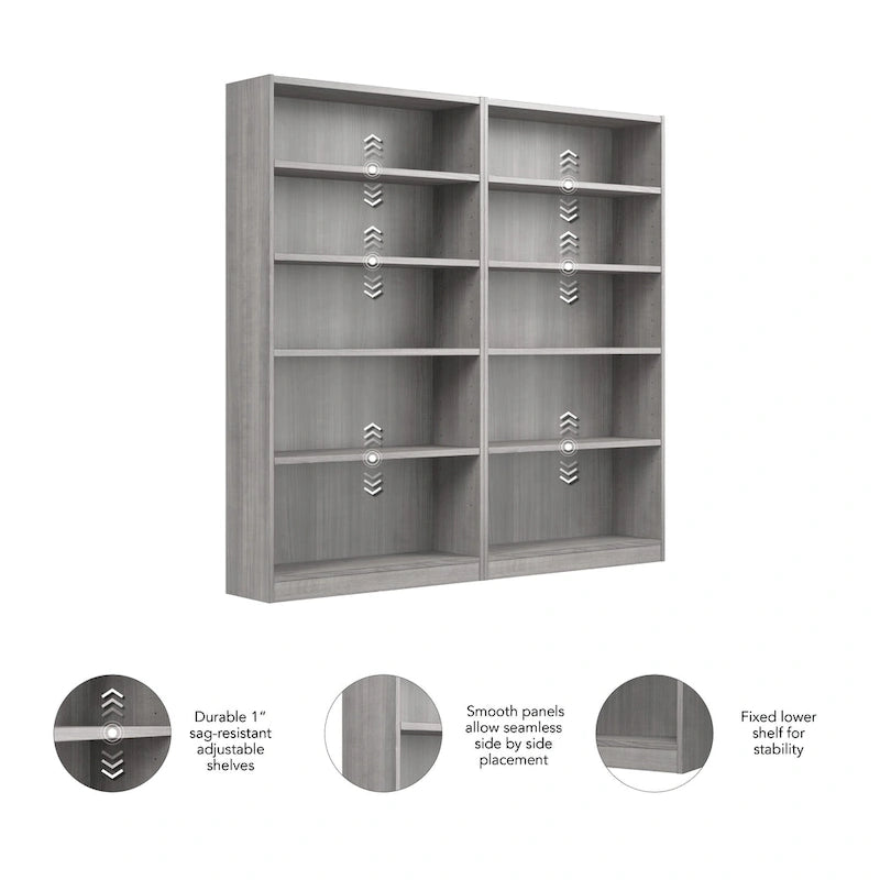 Bibliothèque de rangement universelle haute à 5 étagères – Lot de 2 par