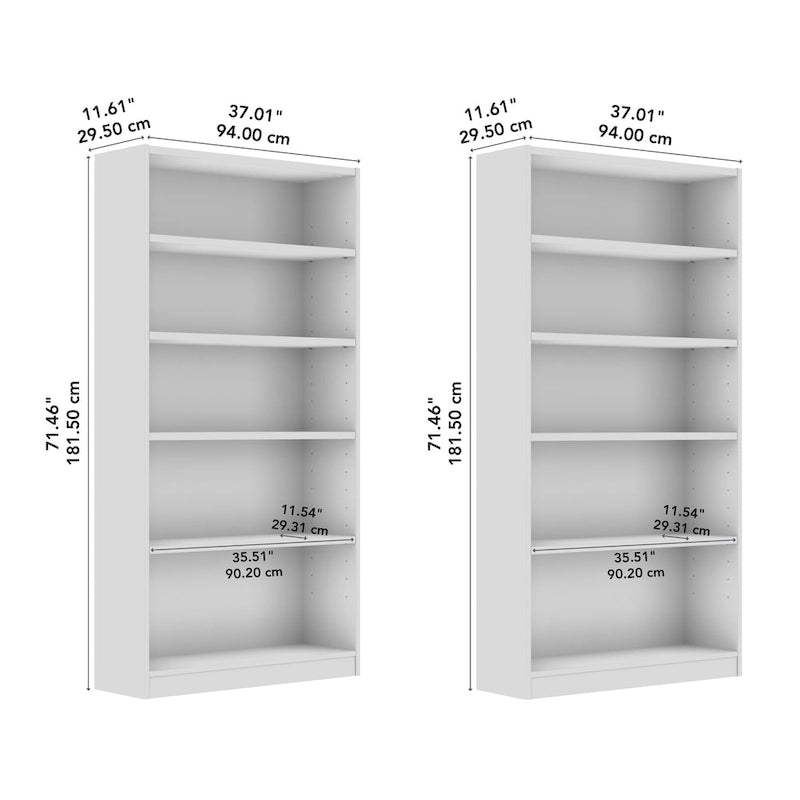 Bibliothèque de rangement universelle haute à 5 étagères – Lot de 2 par