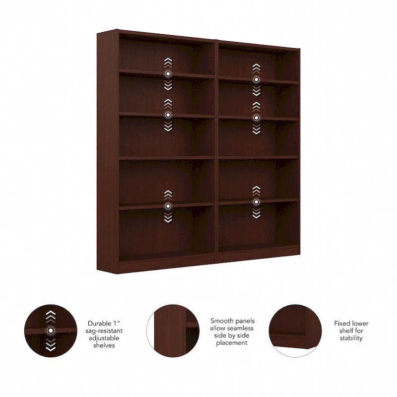 Bibliothèque de rangement universelle haute à 5 étagères – Lot de 2 par