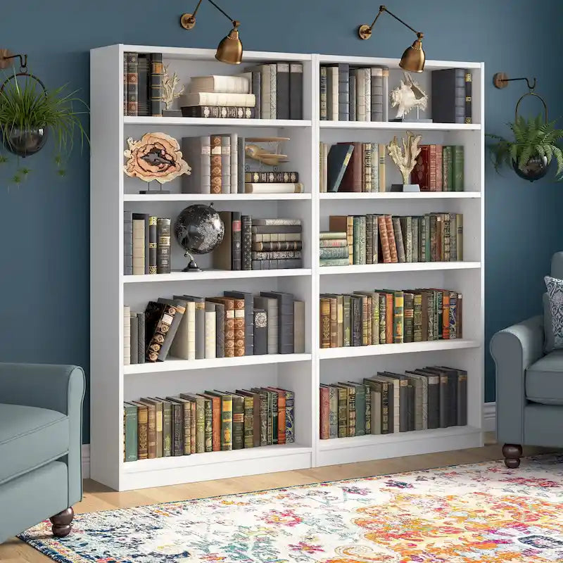 Bibliothèque de rangement universelle haute à 5 étagères – Lot de 2 par