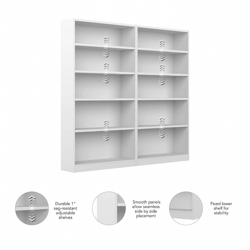 Bibliothèque de rangement universelle haute à 5 étagères – Lot de 2 par