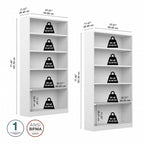 Bibliothèque de rangement universelle haute à 5 étagères – Lot de 2 par