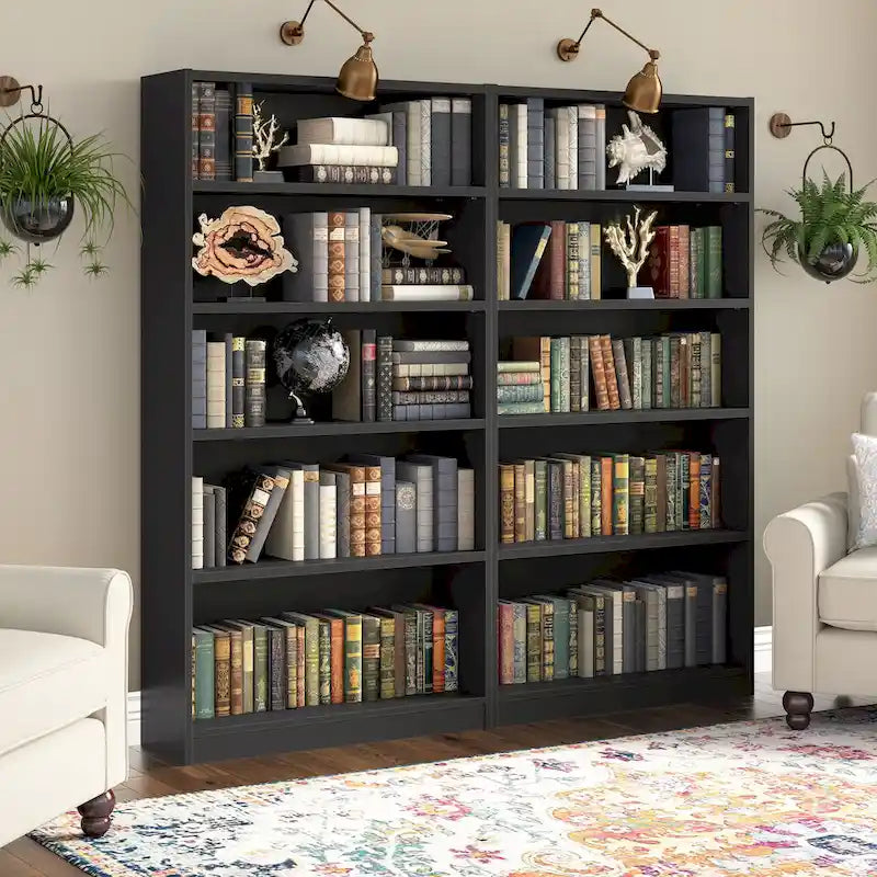 Bibliothèque de rangement universelle haute à 5 étagères – Lot de 2 par