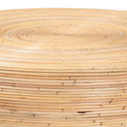 Table basse Tokyo en rotin naturel laminé – Table tambour fabriquée à la main pour salon, mobilier de style bohème côtier