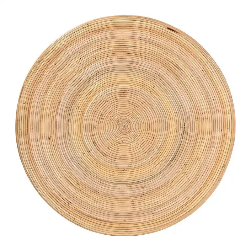 Table basse Tokyo en rotin naturel laminé – Table tambour fabriquée à la main pour salon, mobilier de style bohème côtier