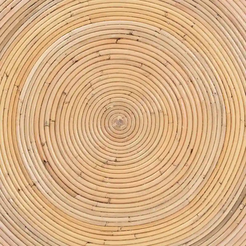 Table basse Tokyo en rotin naturel laminé – Table tambour fabriquée à la main pour salon, mobilier de style bohème côtier
