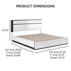 Ensemble de lit et de table de chevet Conjira Modern 2 pièces en bois blanc avec rangement