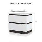 Ensemble de lit et de table de chevet Conjira Modern 2 pièces en bois blanc avec rangement