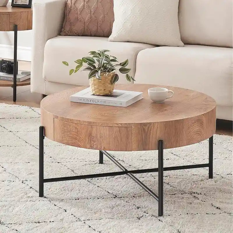 Table Basse Ronde avec Tiroirs