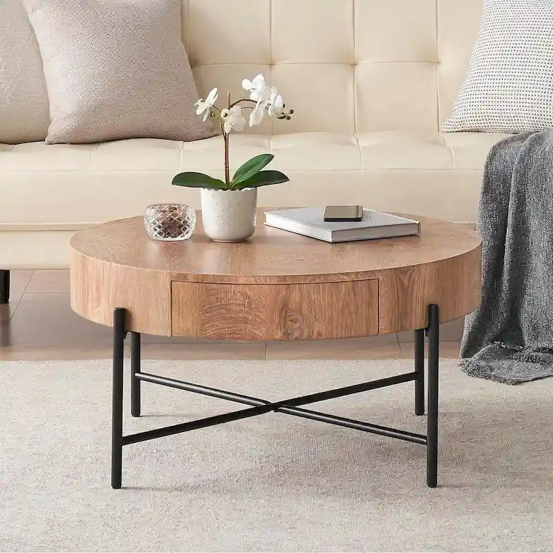 Table Basse Ronde avec Tiroirs