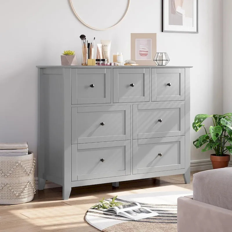 Commode moderne pour chambre à coucher avec 7 tiroirs