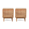 Tables de chevet Eakins Boho en bois d'acacia fabriquées à la main (lot de 2) par