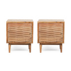 Tables de chevet Eakins Boho en bois d'acacia fabriquées à la main (lot de 2) par