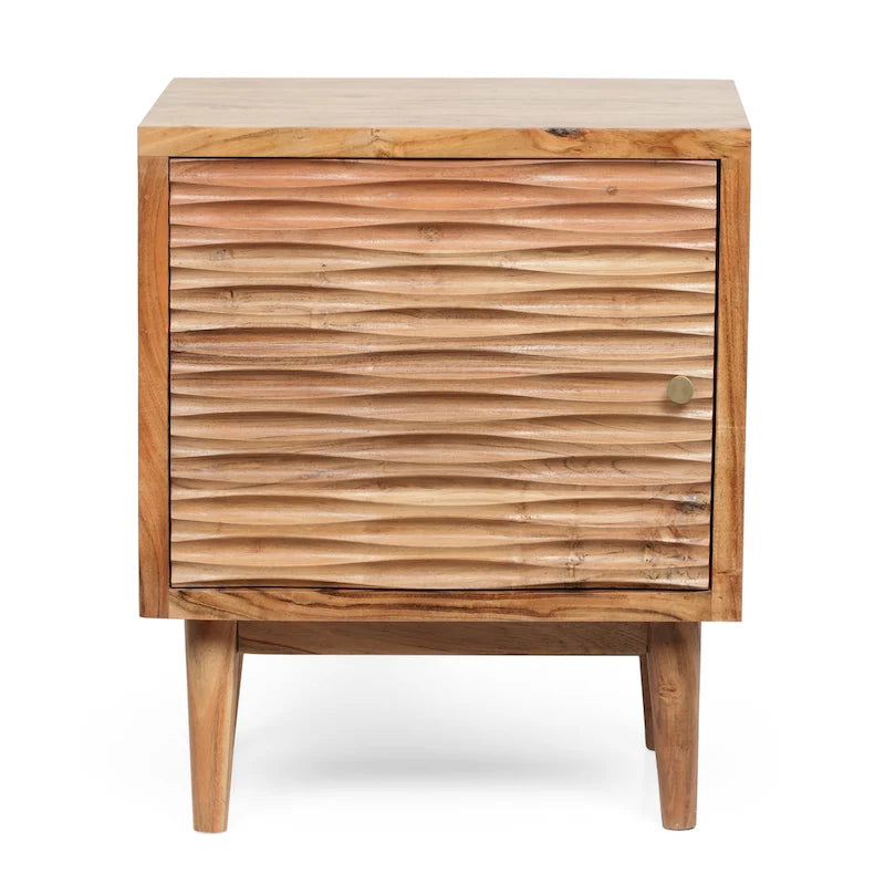 Tables de chevet Eakins Boho en bois d'acacia fabriquées à la main (lot de 2) par