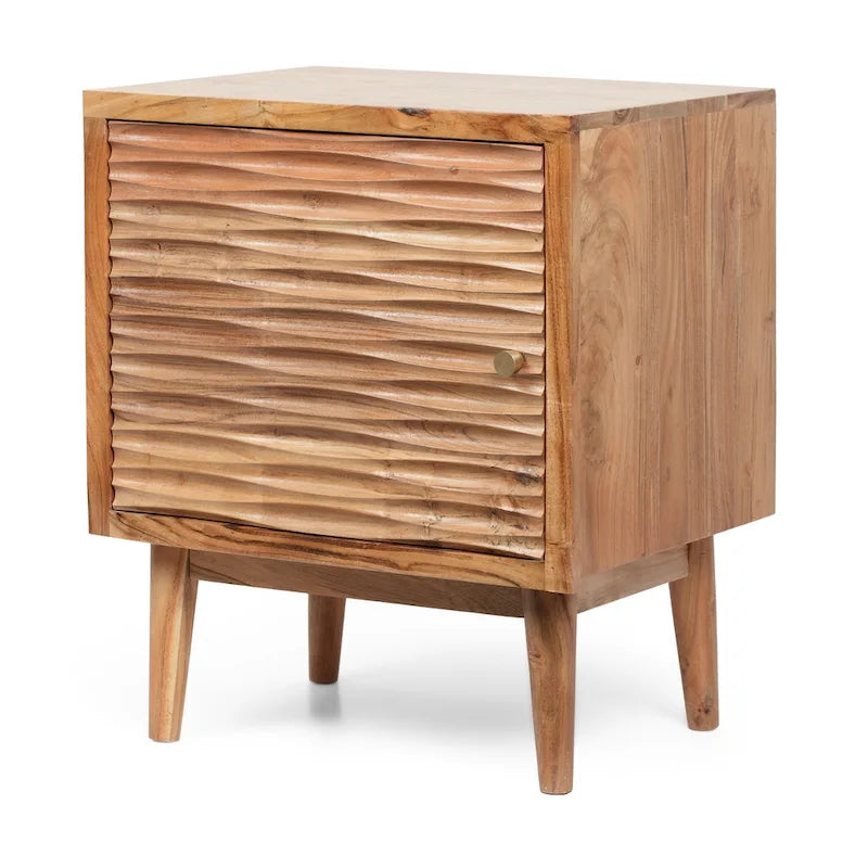 Tables de chevet Eakins Boho en bois d'acacia fabriquées à la main (lot de 2) par