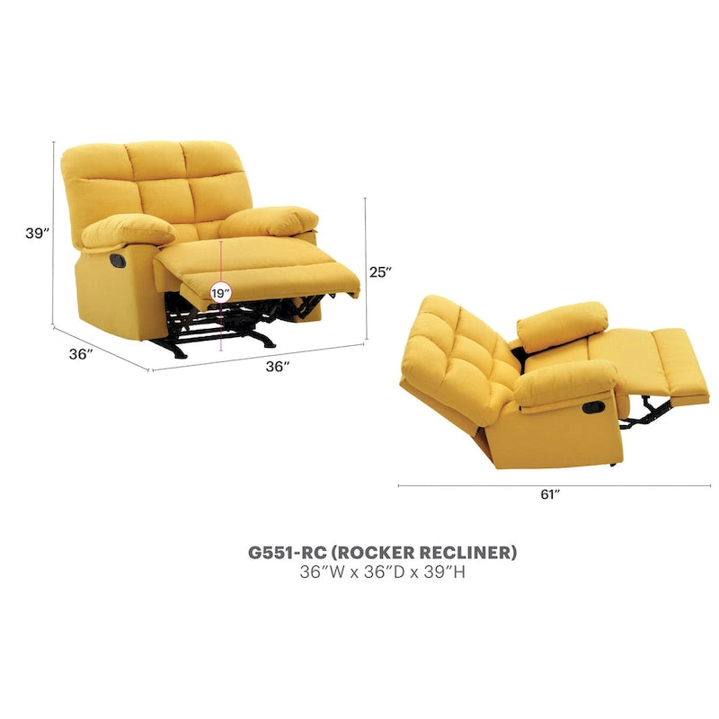 Fauteuil inclinable en tissu Cindy – 37L x 39P x 38H