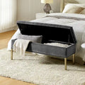 Banc de rangement contemporain en velours Egmont avec couvercle à charnière par