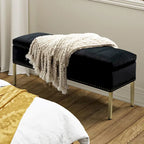 Banc de rangement contemporain en velours Egmont avec couvercle à charnière par