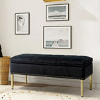 Banc de rangement contemporain en velours Egmont avec couvercle à charnière par