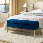 Banc de rangement contemporain en velours Egmont avec couvercle à charnière par