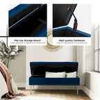 Banc de rangement contemporain en velours Egmont avec couvercle à charnière par