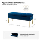 Banc de rangement contemporain en velours Egmont avec couvercle à charnière par