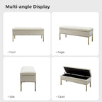 Banc de rangement contemporain en velours Egmont avec couvercle à charnière par