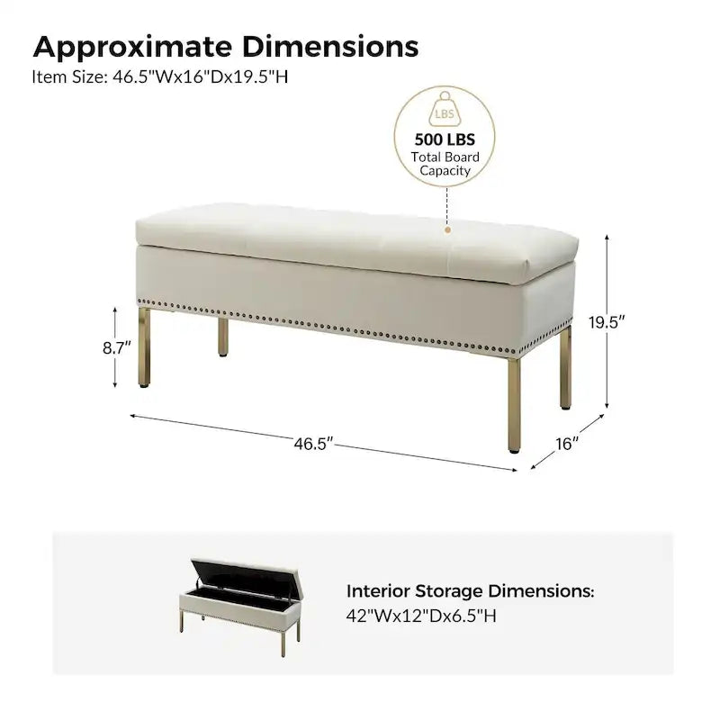 Banc de rangement contemporain en velours Egmont avec couvercle à charnière par