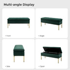 Banc de rangement contemporain en velours Egmont avec couvercle à charnière par