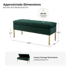 Banc de rangement contemporain en velours Egmont avec couvercle à charnière par