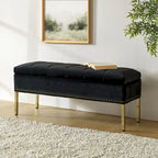 Banc de rangement contemporain en velours Egmont avec couvercle à charnière par