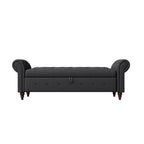 Banc d'entrée moderne de 63 po, banc de lit, banc de rangement avec accoudoirs roulés
