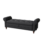Banc d'entrée moderne de 63 po, banc de lit, banc de rangement avec accoudoirs roulés