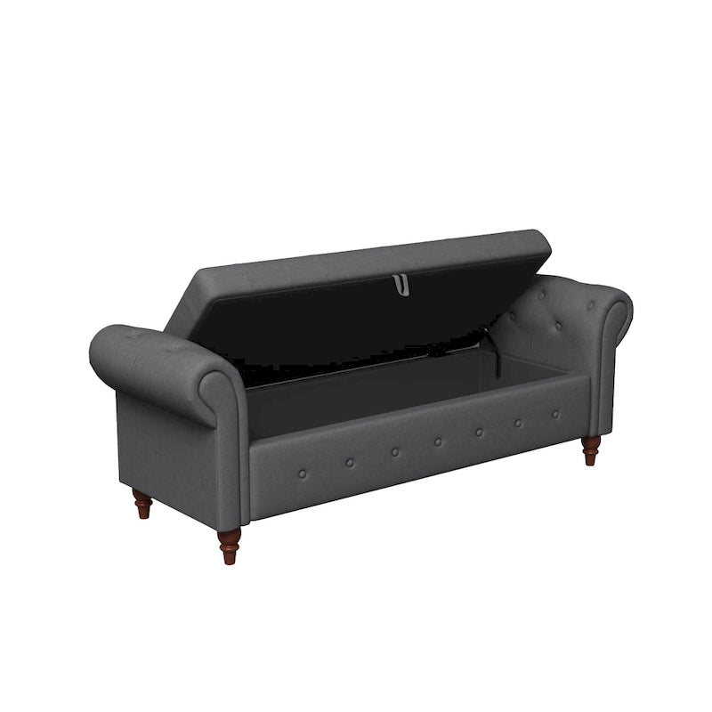 Banc d'entrée moderne de 63 po, banc de lit, banc de rangement avec accoudoirs roulés