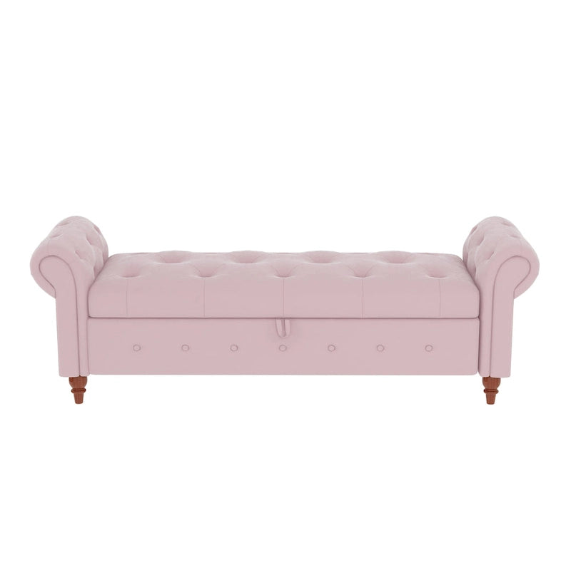 Banc d'entrée moderne de 63 po, banc de lit, banc de rangement avec accoudoirs roulés