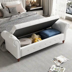Banc d'entrée moderne de 63 po, banc de lit, banc de rangement avec accoudoirs roulés