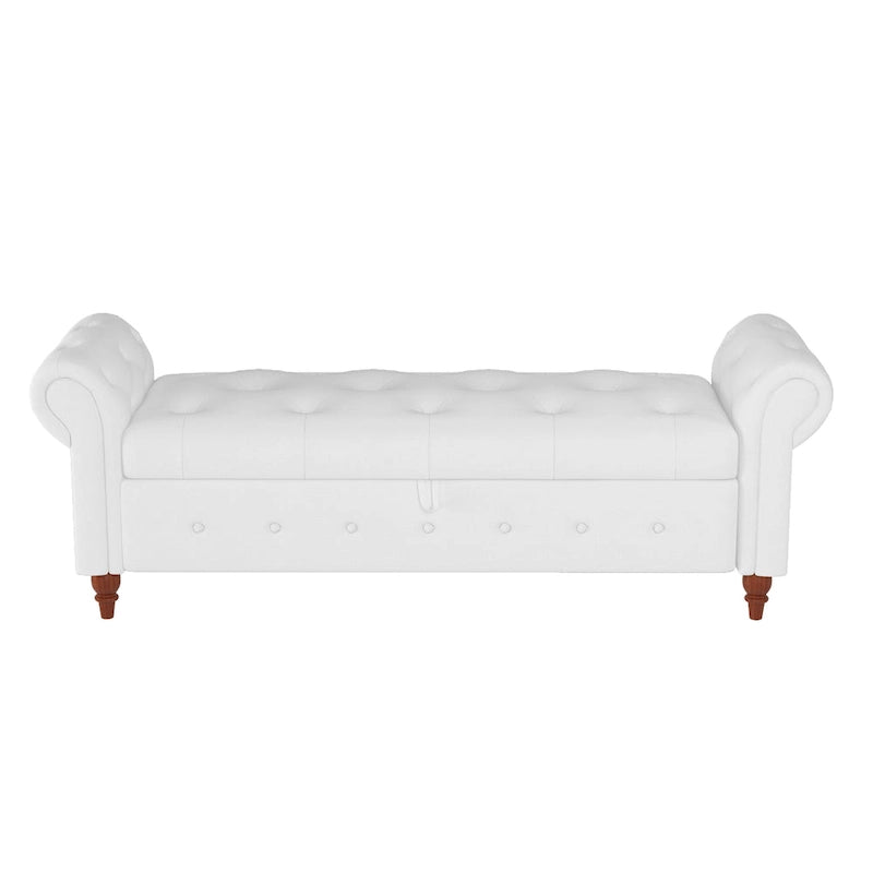 Banc d'entrée moderne de 63 po, banc de lit, banc de rangement avec accoudoirs roulés